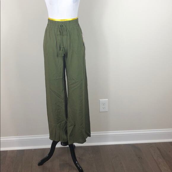 Be Bop Pants Palazzo Green Pull On - Picture 3 of 6